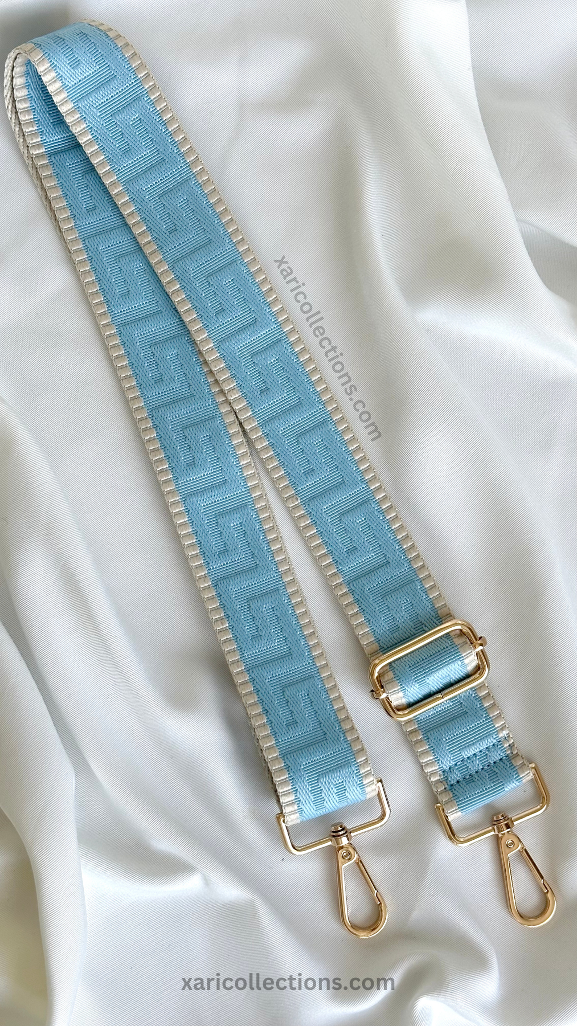 Amani Light Blue Bag Strap Gold Hardware XARI COLLECTIONS