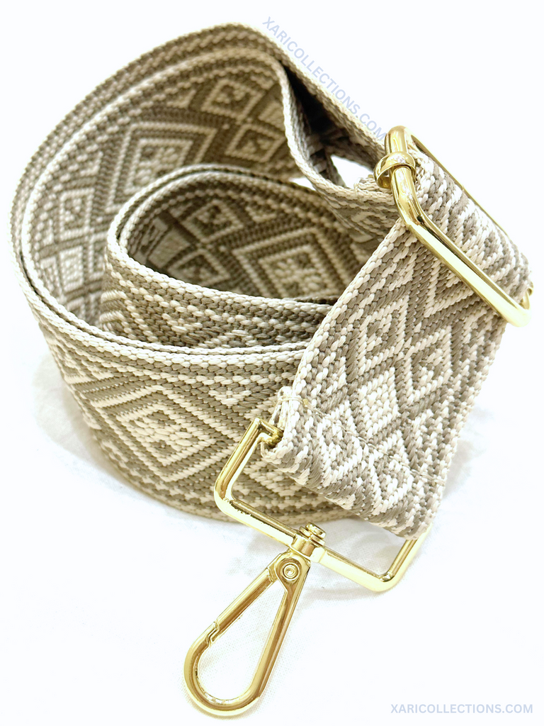 Mia - Taupe & Beige Bag Strap Gold Hardware